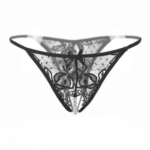 Women <b>Sexy</b> Lace Pearl Underwear T-back <b>Panties</b> - Product Image 1