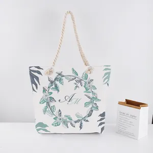 Personalized Present beach tote bag bridesmaid white elegant vocation monogram beach bag