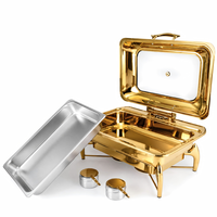 Liyunda Luxus Gold Silber Buffet-Wärmer 9L Edelstahl Chafing Dish Set Elektrisch oder mit Brennstoff beheizt für Hotel Hochzeiten Catering