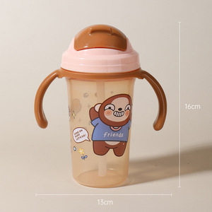 Taza de agua para niños, taza de agua <span class=keywords><strong>antigoteo</strong></span> con tapa y mango, taza de agua potable anticaída y anticaída con aislamiento térmico - Product Image 2