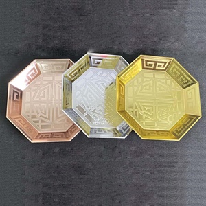 Double placage multicolore <span class=keywords><strong>Plat</strong></span> octogonal unique vieilli Plateau de fruits imprimé en relief Assiette de présentation décorative pour mariage - Product Image 1
