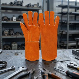 Gants de soudage bleus personnalisés, antidérapants, compatibles écran tactile, ignifuges, imperméables, pour la sécurité active, fabriqués au Pakistan, vente en gros pour le barbecue - Product Image 3