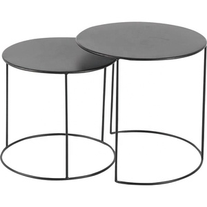 Carrara <strong>white</strong> natural marble top round metal frame steel <strong>nesting</strong> coffee <strong>table</strong> - Product Image 4