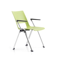 Chaise de formation pliable moderne en plastique avec accoudoirs fixes et pieds en alliage d'aluminium pour la maison et le bureau