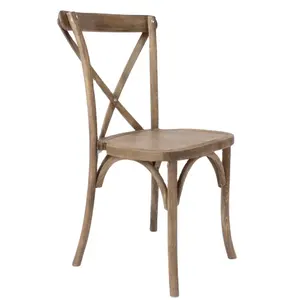 고용을 위한 나무로 되는 십자가 뒤 의자, sunzo 가구 목제 자연적인 식사 의자 가정 가구 목제 좌석, 쌓을수 있는 앙티크 9pcs/ctn