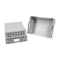 Caisse de rangement en plastique robuste, empilable et emboîtable JOIN, couleur gris, pour entrepôt et logistique