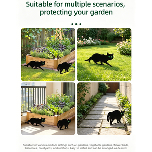 Statue de chat répulsive pour oiseaux <span class=keywords><strong>en</strong></span> métal, écologique, personnalisée, noire, pour maison, porche, garage, avec crochet de suspension, étanche, anti-parasites - Product Image 4