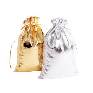 Adjustable Silver Gold Satin Jewelry Drawstring Velvet Pouch Personalised Drawable Organza for Christmas <b>Textile</b> <b>Packaging</b> - Product Image 3