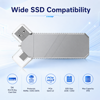 Boîtier SSD M.2 NVMe SATA double interface, 10 Gbps USBC & USBA 3.2 Gen2, boîtier en aluminium prend en charge 8 To et 2242/2230 pour Win/Mac/Linux