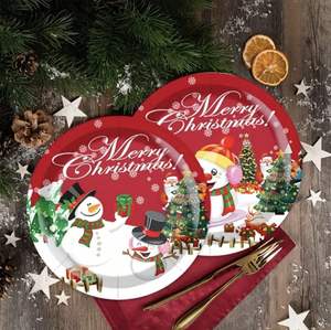 Ensemble de vaisselle jetable pour fête de Noël, kit de couverts et nappe jetables pour les fêtes, vaisselle de Noël pour restaurant et fête de famille - Product Image 1