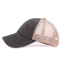 Logo personnalisé en gros Vintage Hommes Profil Bas Patch Noir Blanc 5 Panneau En Peluche Plaine En Détresse Chapeaux De Camionneur Mode Hip Hop