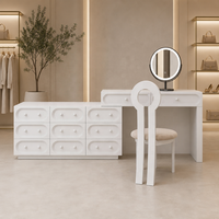 Meuble de toilette moderne en contreplaqué avec rangement intégré, design extensible, hauteur réglable, table de maquillage pour bureau, grand meuble de maison