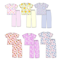 Setelan Kasual Anak Perempuan Berkualitas Tinggi dengan Desain Saku, Baju Lengan Pendek dan Celana Dua Potong, Cetak Kustom, Butik, untuk Bayi dan Anak-anak