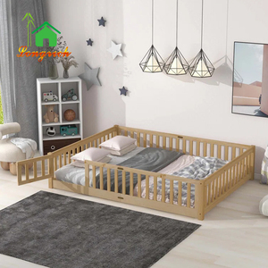 Cama de suelo para niños pequeños de alta calidad con toboganes estables Cama de suelo de madera para niños en el suelo con protección de riel