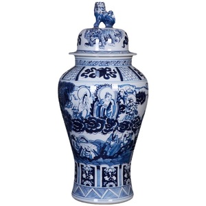 Jarrón de cerámica antiguo grande pintado a mano Jingdezhen, orquídeas y flores de ciruelo, cerámica de porcelana de estilo chino - Product Image 1