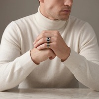 ZG Drei-Stein-Breitbandring in Silber- und Goldfarben aus Edelstahl Statement-Schmuck