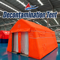Tente de douche gonflable orange personnalisable, imperméable, à installation rapide pour les secours d'urgence et les stations de terrain