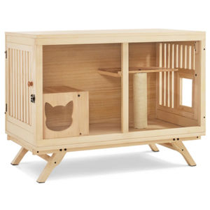 Casa para Gatos de Madera Vannatta de 30.7'' de Alto, con Poste Rascador y Puerta de Escape, para Interiores - Product Image 6