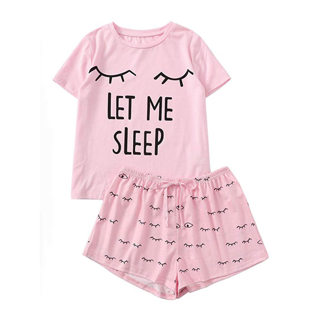 Custom Design Women's Short Sleeve Sleepwear Set Pajama Set