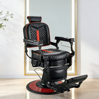Fauteuil de Barbier Classique Noir en Cuir Hydraulique pour Salon de Coiffure Rétro et Rasage Homme – En Vente