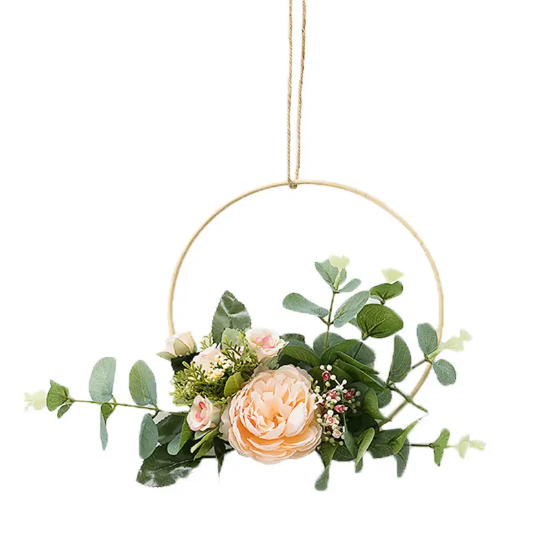 Vente en gros guirlande de roses artificielles ornements muraux fleur de simulation pour porte d'entrée couronnes de fleurs décoratives