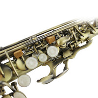 Antique Green Lacquered Finish Adjustable Bb Straight Soprano Saxophone Bakelite Head for Student Professional Band Performance