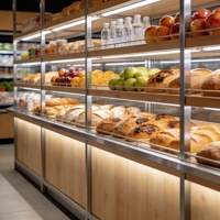 Vitrine à gâteaux en bois avec étagères rotatives pour boutique de desserts et section de boulangerie