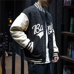 Chaqueta <span class=keywords><strong>de</strong></span> béisbol Vintage para <span class=keywords><strong>hombre</strong></span>-Abrigo estilo piloto <span class=keywords><strong>de</strong></span> ante desgastado con detalles bordados (Colección Primavera/otoño) - Product Image 3