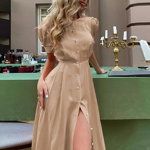 <span class=keywords><strong>Vestido</strong></span> Midi con Mangas Abullonadas y Cinturón en <span class=keywords><strong>Color</strong></span> <span class=keywords><strong>Magenta</strong></span> al por Mayor - <span class=keywords><strong>Vestido</strong></span> <span class=keywords><strong>de</strong></span> Fiesta <span class=keywords><strong>de</strong></span> Verano con Abertura Lateral y Botones <span class=keywords><strong>de</strong></span> Perla que Realza la Figura, Envío Rápido - Product Image 5