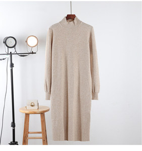 2025 inverno coreano maglione lungo Pullover lavorato a <span class=keywords><strong>maglia</strong></span> <span class=keywords><strong>vestito</strong></span> largo Casual ampio a collo alto lungo lungo abiti da donna - Product Image 5