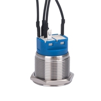 Interrupteur à bouton poussoir en métal 12/16/19/22 mm 3-6V avec fil pour ordinateur PC Lampe Lumière Carte mère Alimentation électrique Noir/Argent