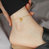 Gelang Kaki Vintage Lapis Emas Stainless Steel Unisex Anti Luntur Trendi Lucu Bentuk Bunga Lili Valley Logo Kustom Fashion Pesta