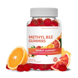 Gomitas de metil vitamina B12 veganas orgánicas de etiqueta privada para adultos Energía y apoyo saludable nervioso cerebral - Product Image 1