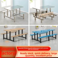 Ensembles de tables et chaises de cantine scolaire modernes et minimalistes, ensembles de salle à manger personnalisables en acier inoxydable pour le personnel et les étudiants (4-8 personnes)