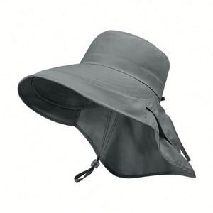 Women's UV Neck Protection Summer Sun Bucket <b>Hat</b> Foldable Waterproof Wide Brim Gardening Hiking Bucket <b>Hat</b> With Ponytail - Product Image 2