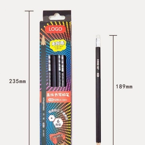 Crayons à mine hexagonaux noirs en graphite personnalisés pour l'école avec gomme, en coffret coloré - Product Image 6