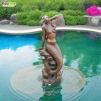 Fontaines de jardin d'extérieur en bronze coulé sur mesure, sirène d'eau