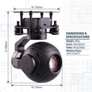 Cámara con <span class=keywords><strong>Gimbal</strong></span> de <span class=keywords><strong>3</strong></span> <span class=keywords><strong>Ejes</strong></span> SIYI ZR10 2K con Zoom Híbrido 30X para Drones UAV, Inspección Industrial - Product Image 2