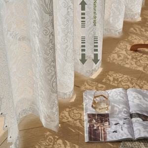 Tenda in Pizzo Stile Francese, Trasparente e Resistente all'Abrasione, con Motivo Floreale per Camera da Letto e Soggiorno, Nuova Collezione Phoenix 2024 - Product Image 3