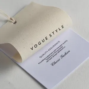 Etiqueta de algodão natural ecológica personalizada, tela branca de algodão para pendurar etiquetas de roupas balanço
