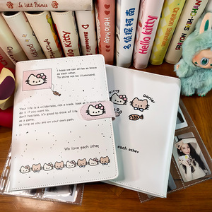 Album à cartes en similicuir imprimé chat mignon A5, 4 grilles pour photos, petit carnet de rangement de cartes, feuilles mobiles, coque personnalisée - Product Image 1