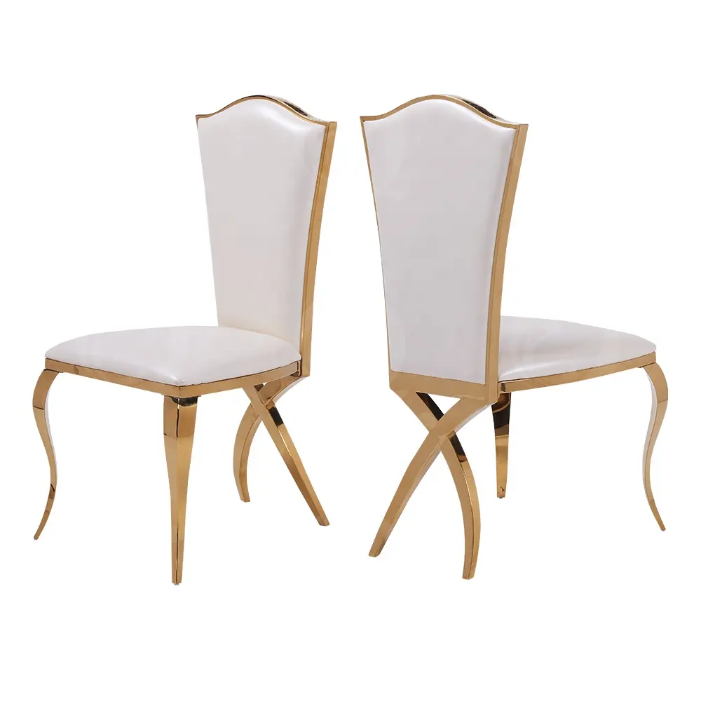 Meubles de salle à manger en cuir blanc en métal chaise en métal modèle