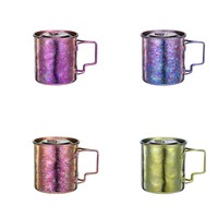 2025 vente en gros personnalisé Logo gravé au laser 290ml 420ml tasse légère en titane avec poignée pliable au design classique
