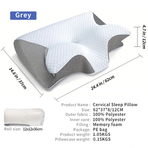 Cervical Sleep Pillow 62x37x12cm Memory <b>Foam</b> Neck Support Black Wedge <b>Shape</b> Modern Design - Product Image 4