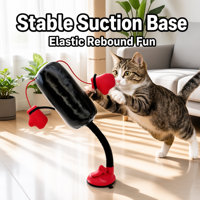 Mainan Kucing Tinju Kantong Tinju Pegas dengan Suction Cup, Dapat Disesuaikan, Interaktif, Main Sendiri, Kulit Imitasi, 35cm, untuk Anak Kucing, 82g, Merah Hitam