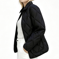 Veste matelassée en diamant pour femme, col rabattu, boutonnée, idéale pour le travail, manteau d'hiver, vente en gros