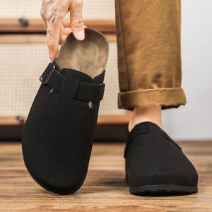 Мужские сандалии-мюли из искусственной замши с вышивкой и стразами, резиновые сандалии-скелетоны для мужчин - Product Image 6