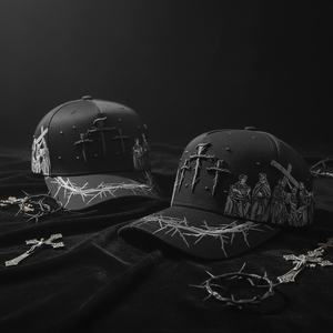 Custom Rhinestone Satin Silk Lined 5panels 3d Embroidery <strong>Baseball</strong> Hat Custom logo Suede <strong>Caps</strong> Gorras Xcap Viacrucis <strong>Black</strong> <strong>Cap</strong> - Product Image 1