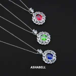 Wholesale S925 Sterling Silver 8 Carat High Carbon Diamond Necklaces Sapphire Proposed Synthetic Gems Wedding Trendy Party Gift