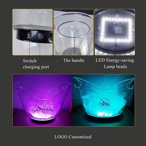 Bán hàng nóng KTV bên hộp đêm thanh biểu tượng tùy chỉnh 8L rượu sâm banh Thùng Rượu Whisky rượu bia xô dẫn nhựa PP <span class=keywords><strong>PS</strong></span> Xô đá - Product Image 3